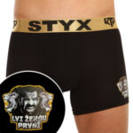 Pánské boxerky Styx / KTV long sportovní guma černé – zlatá guma (UTZL960)